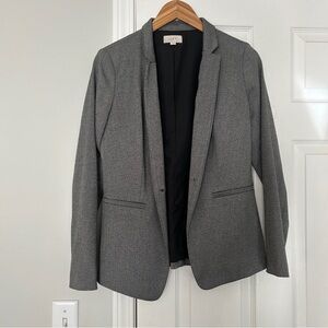 LOFT Charcoal Herringbone Blazer
